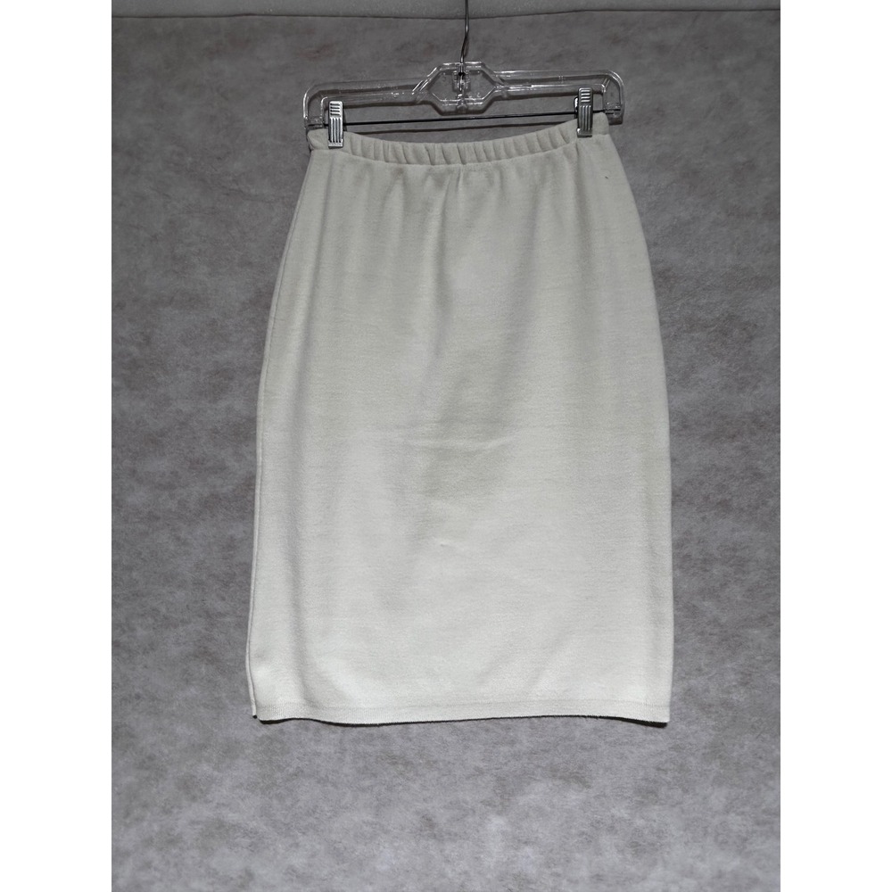 Bobbie Brooks Vintage Knit Pencil Skirt Cream Ivory Off White Size M Made in USA